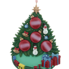 Christmas Tree Family of 4 Ornament For Personalization